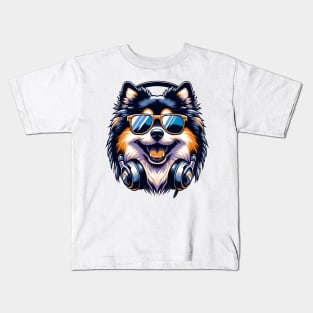 Swedish Lapphund DJ Smiling with Euphoric Melodies Kids T-Shirt